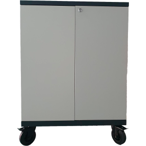 Armario cargador diseñado para almacenar y cargar de manera segura y eficiente hasta 42 dispositivos, incluyendo portátiles, tablets iPad, Android y Chromebooks.